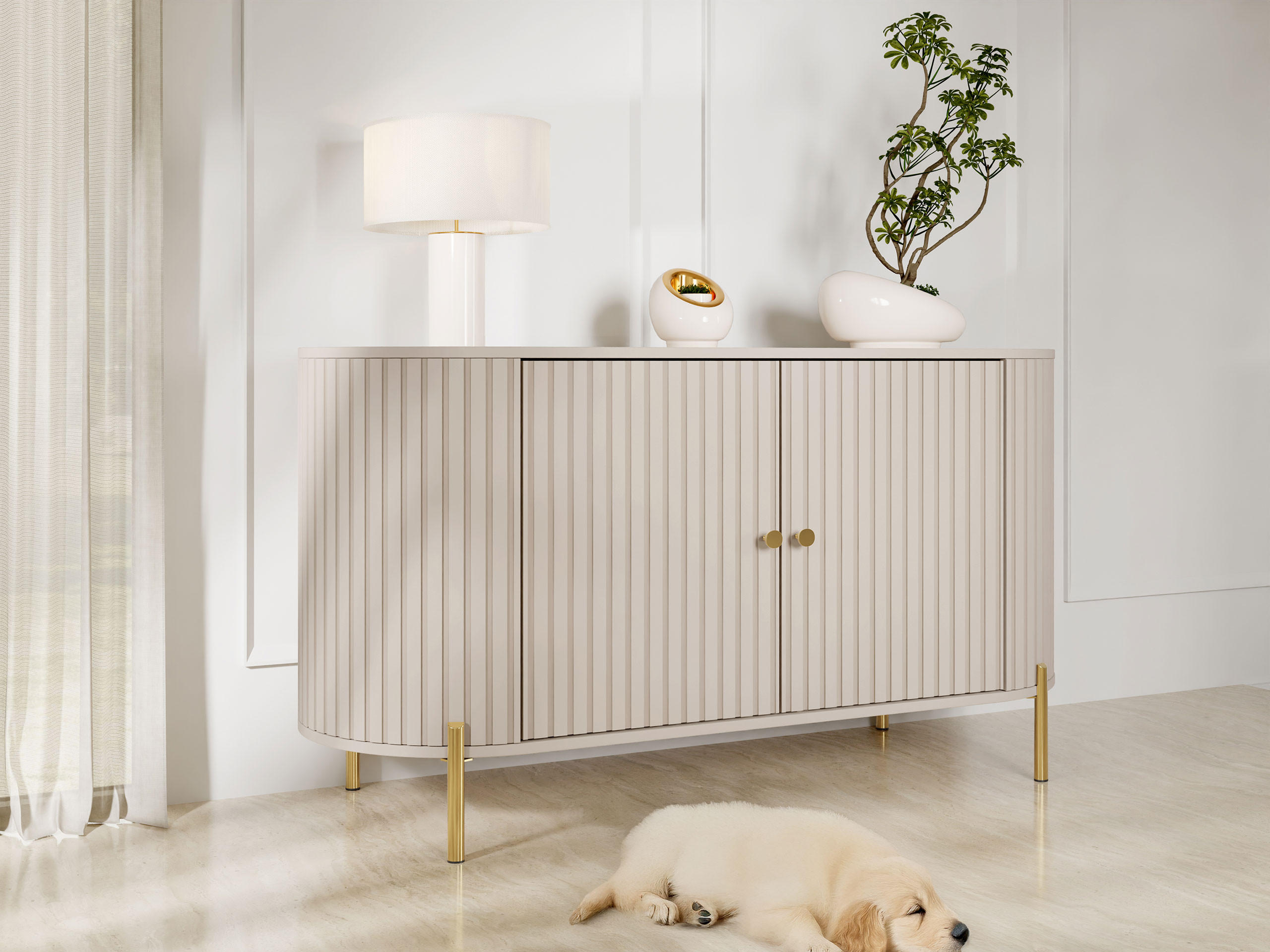 Thumbnail - Mirjan24 Kommode, Sand, Metall, Rechteckig, 139x79x43 cm, Wohnzimmer, Kommoden & Sideboards, Kommoden