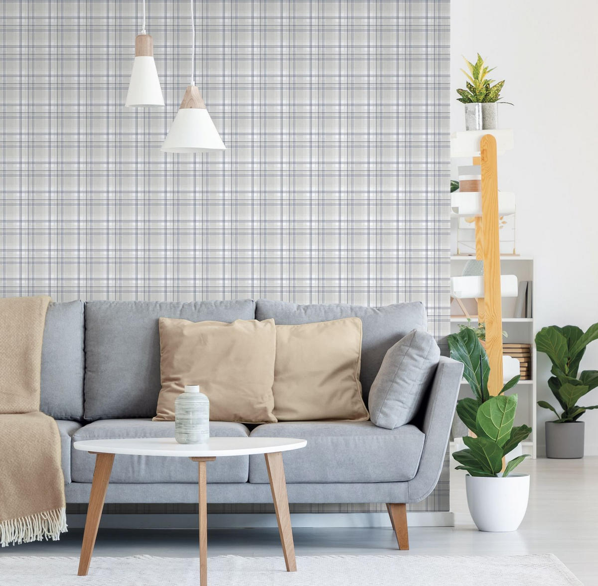 TAPETE Karomuster 53 cm x 10.05 m - Grau, Papier (53/1000cm) - Sanders & Sanders
