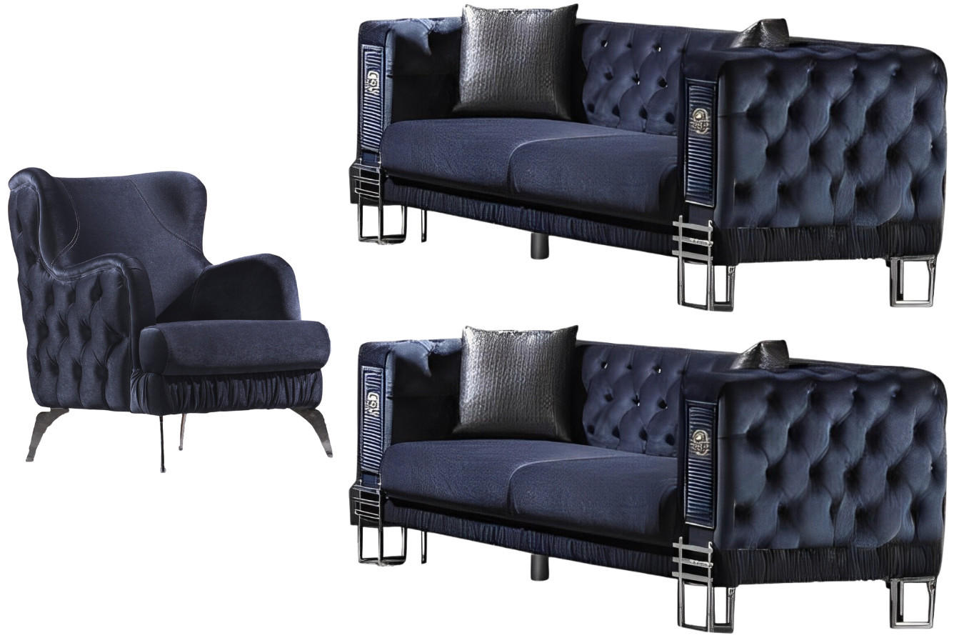 SITZGARNITUR Löwe Anthrazit Stellvariante:2+2+1 - Anthrazit, Holz (170/82/95cm) - Villa Möbel