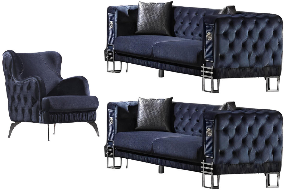 SITZGARNITUR Löwe Anthrazit Stellvariante:2+2+1 - Anthrazit, Holz (170/82/95cm) - Villa Möbel