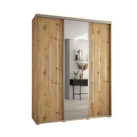 SCHWEBETÜRENSCHRANK 235,2/200/60 3-türig - Silberfarben/Eiche Artisan, Holz/Metall (200/235/60cm) - Abiks Möbel