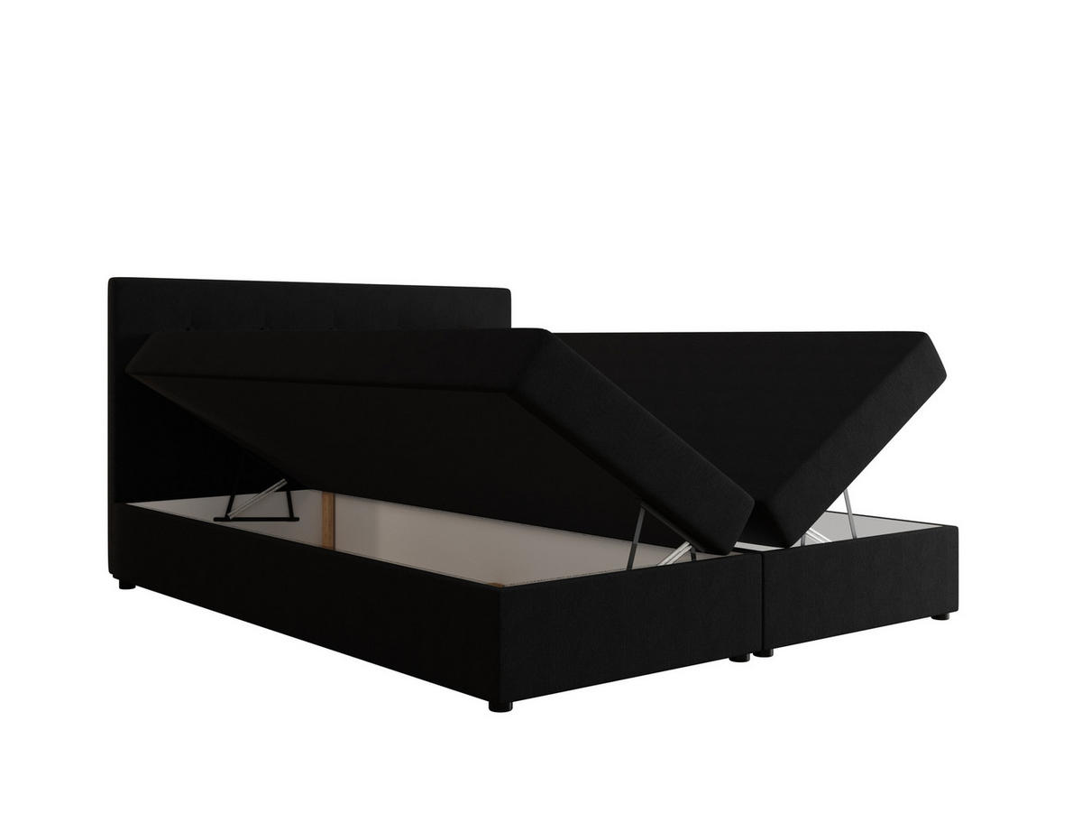 BOXBETT FADO 1 mit Matratze H3 und Topper 140x200 Cosmic 100 - Schwarz, Holz/Textil (140/200cm) - Bedante