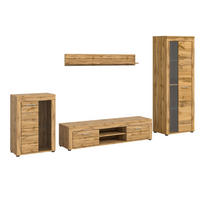 WOHNWAND Milo 4 tlg. (B/H/T: ca. 310/169/40 cm) in Wotan Eiche /Wotan Eiche - Eiche Wotan, Holzwerkstoff (310/169/40cm)