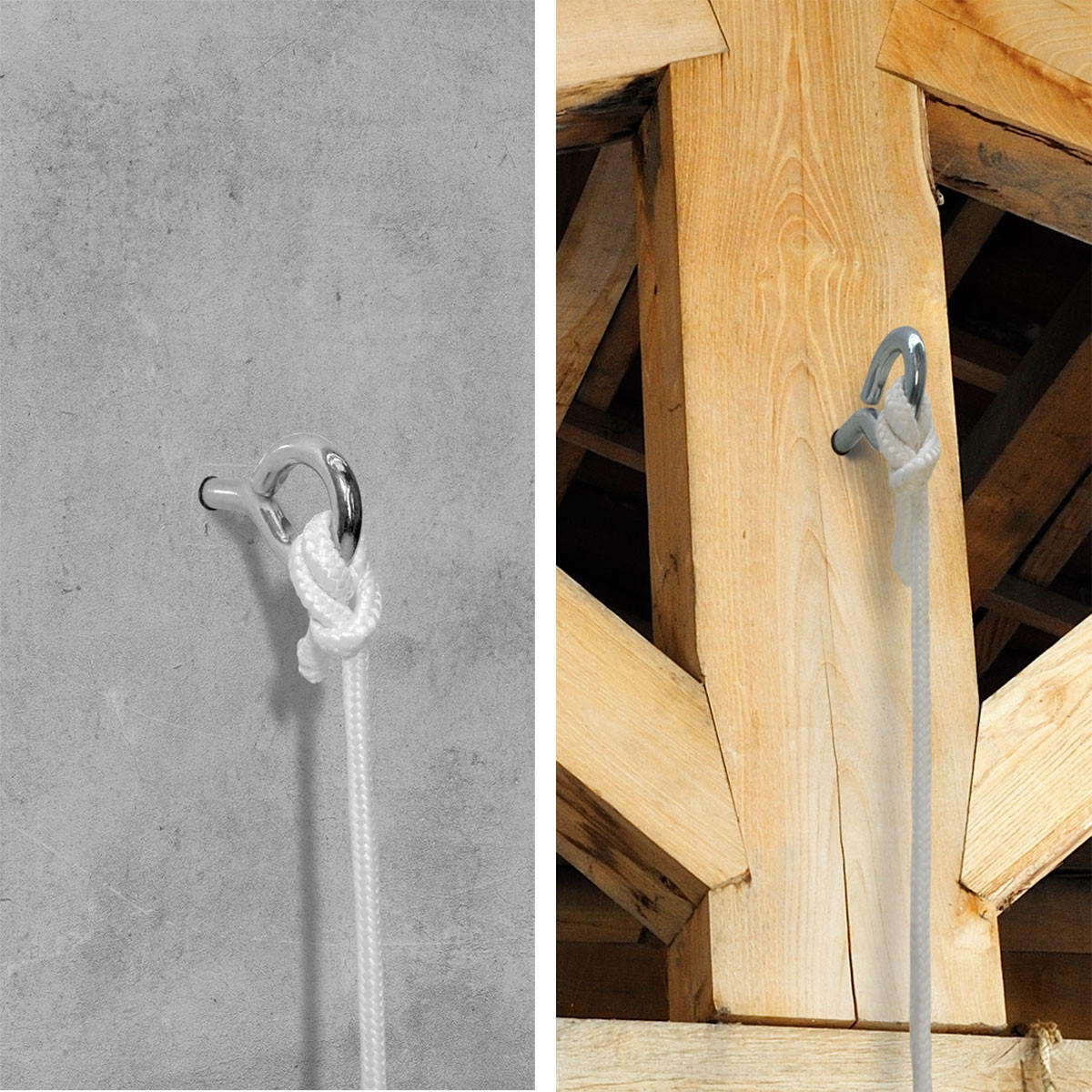 HÄNGEMATTEN Befestigung Panja - mit Karabiner und Schrauben - Weiß, Kunststoff (220cm) - Amanka