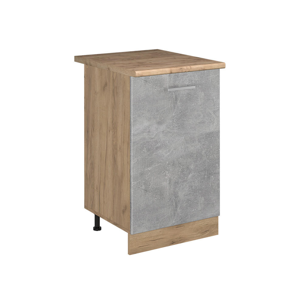 SPODNÍ SKŘÍŇKA KUCHYŇSKÉ LINKY R-Line, Beton/Zlatý mocný dub, 50 cm pracovná doska Dub Goldkraft - šedá/medově dubová, kompozitní dřevo (50/81.6/60cm) - Vicco