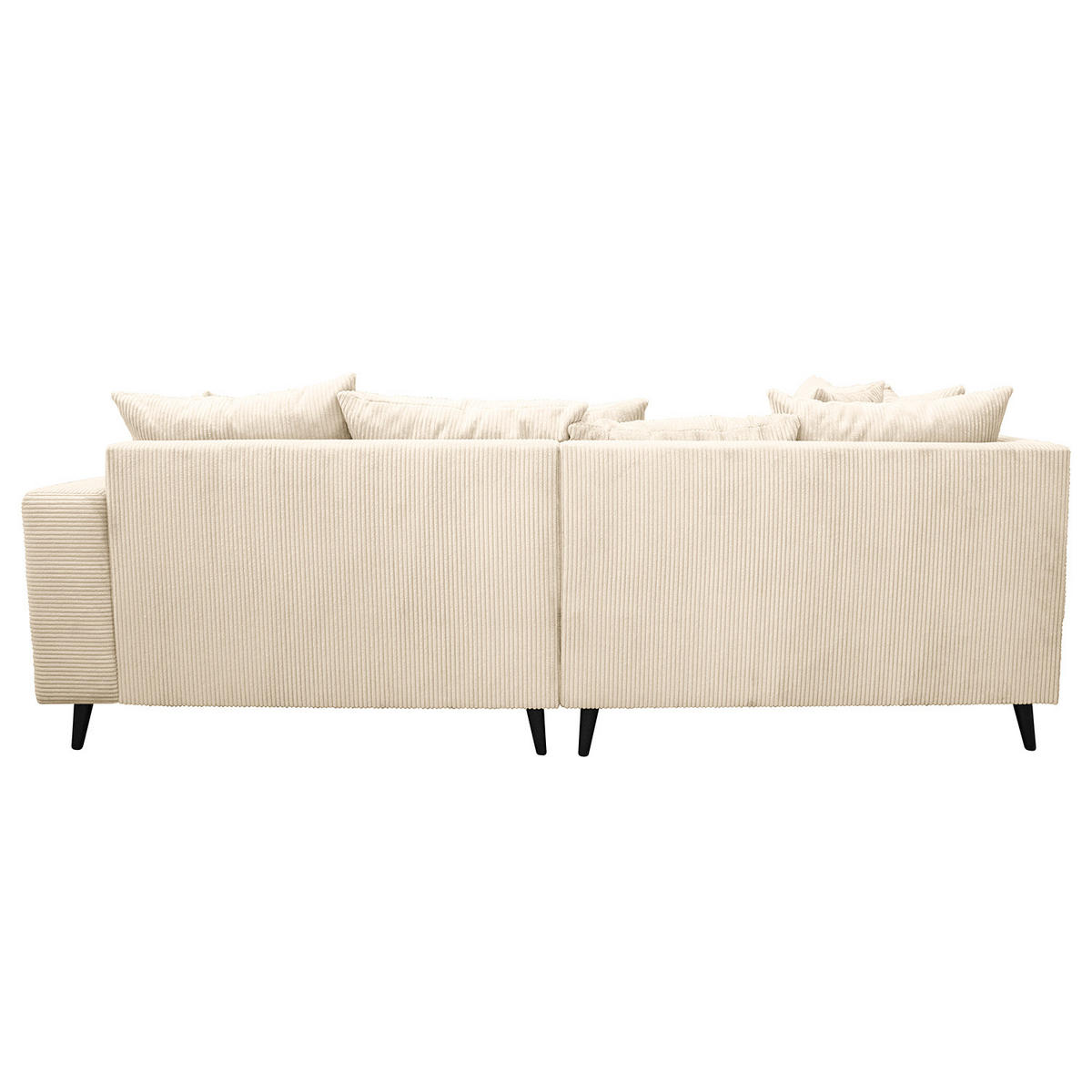 ECKSOFA mit Ottomane und Hocker - Creme/Schwarz, Birkenholz/Textil (247/174cm) - home24