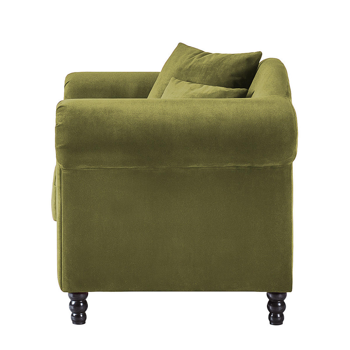 SESSEL - Samt - Schwarz/Olivgrün, Buchenholz/Textil (120/84/79cm) - home24