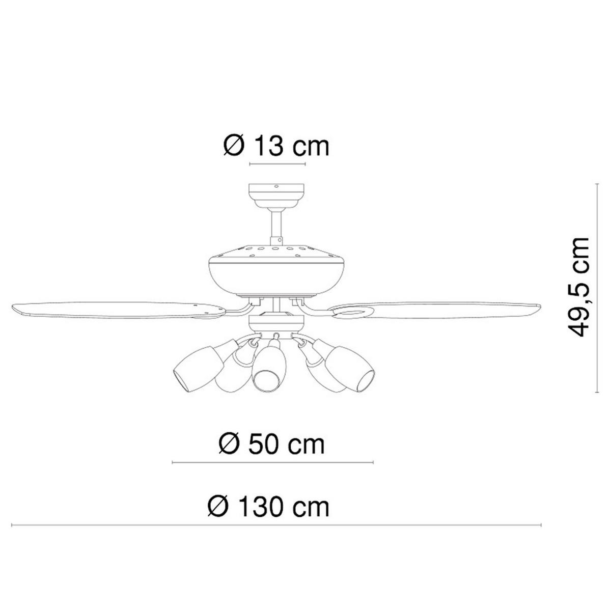 LED DECKENVENILATOR Jerry Braun Glas - Braun, Glas (130/130/49.5cm) - Globo Lighting