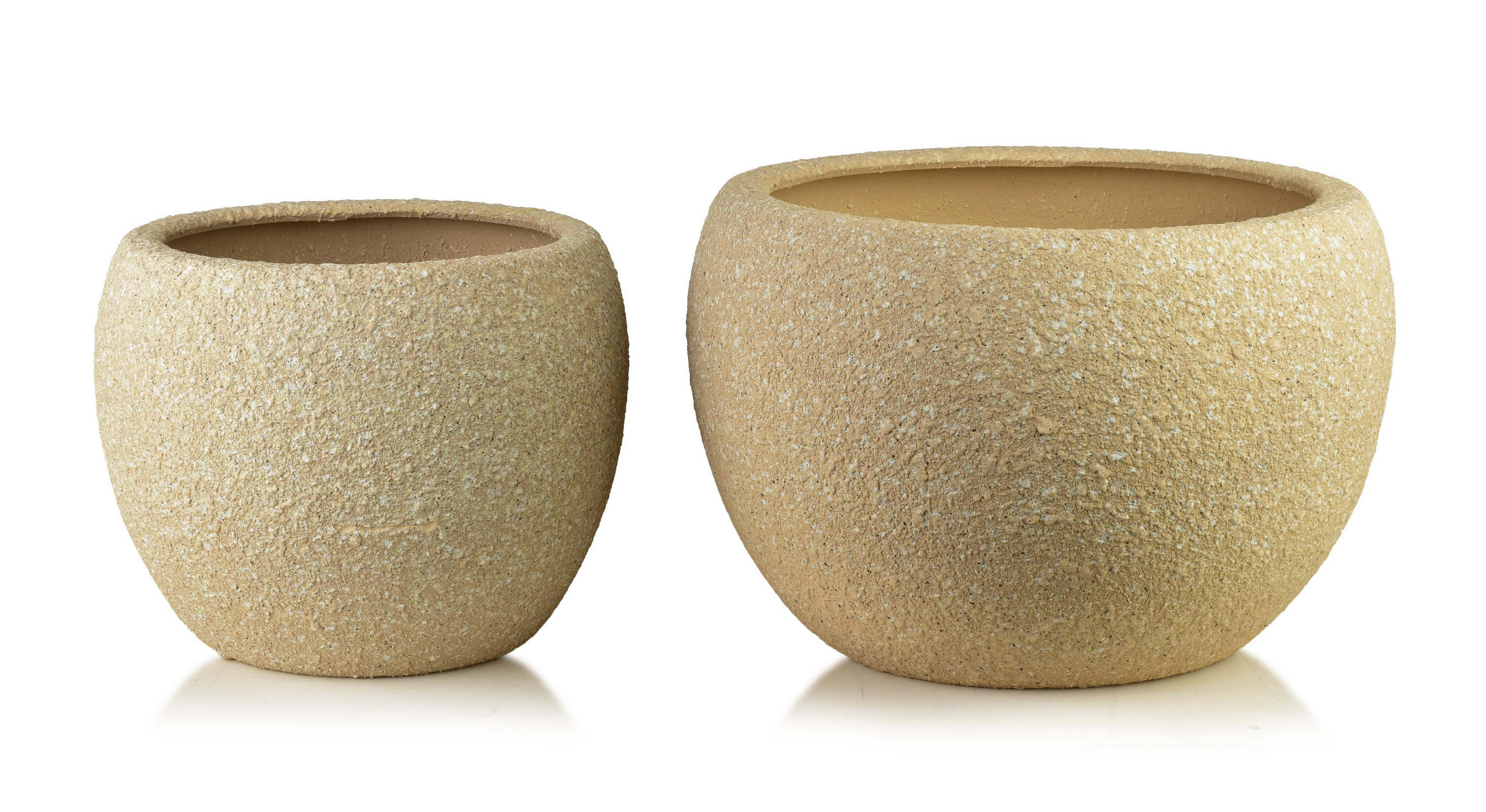 ÜBERTOPF-SET NEVA 2-tlg Sandfarben 51/51/35cm 38/38/30cm Keramik - Sandfarben, Keramik (51/36/51cm) - Mondex