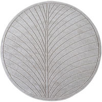 TEPPICH Outdoor, Fußbodenheizung-geeignet, mit Blattmotiv, aus Polypropylen, ENGADIN in Silbergrau, Ø 160 cm - Grau, Textil (160/160cm) - KADIMA DESIGN