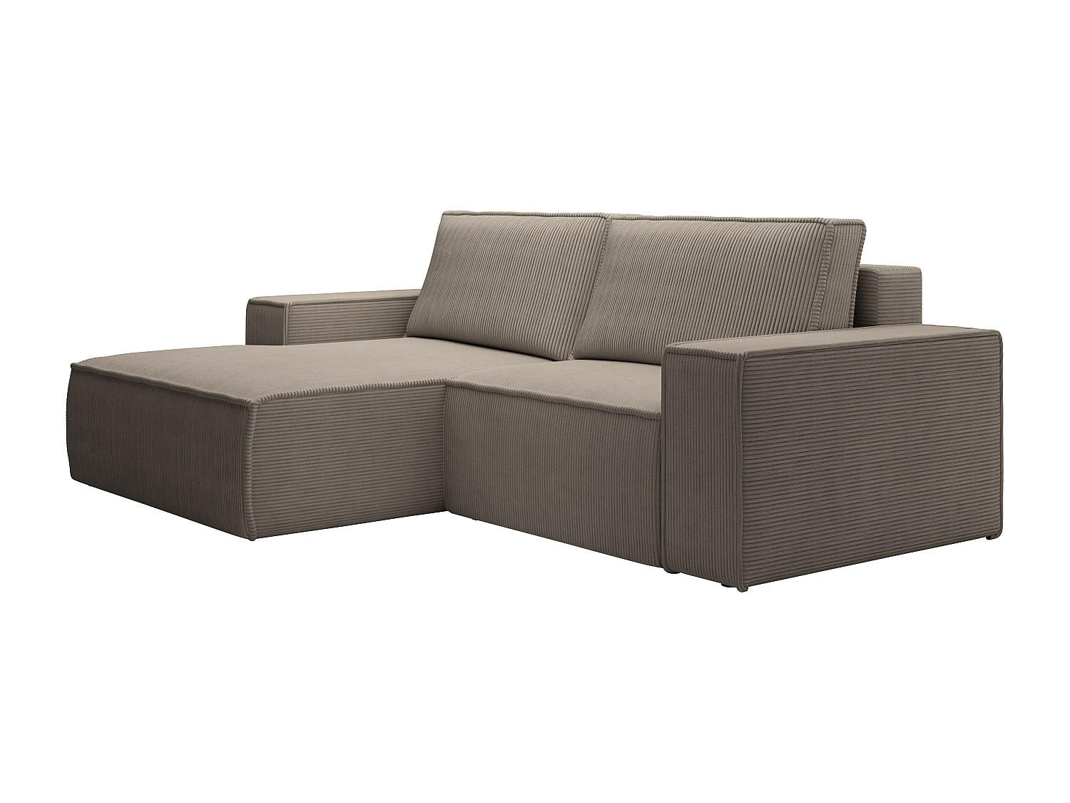 KLEINES Ecksofa mit Schlaffunktion - Ecke links - Cord - Taupe - AMELIA - Braun, Textil (240/167cm) - Vente-Unique