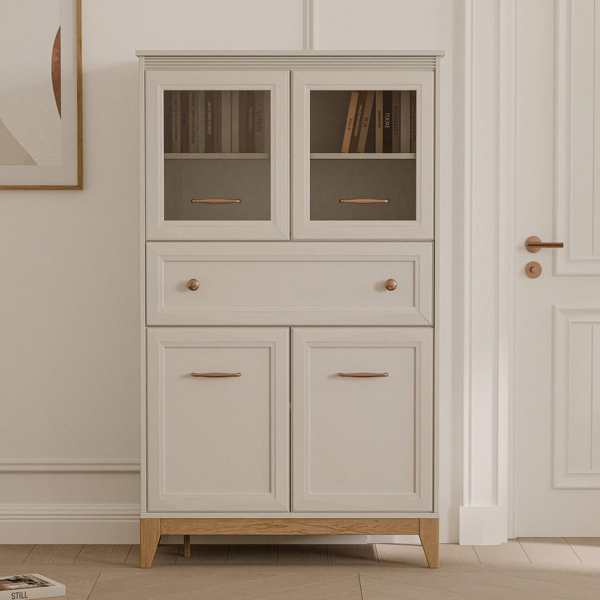 HIGHBOARD DIUNA 92/41/151 cm, 1 Schublade, Kaschmir - Kaschmir, Holzwerkstoff/Metall (92/151/41cm) - Idohome