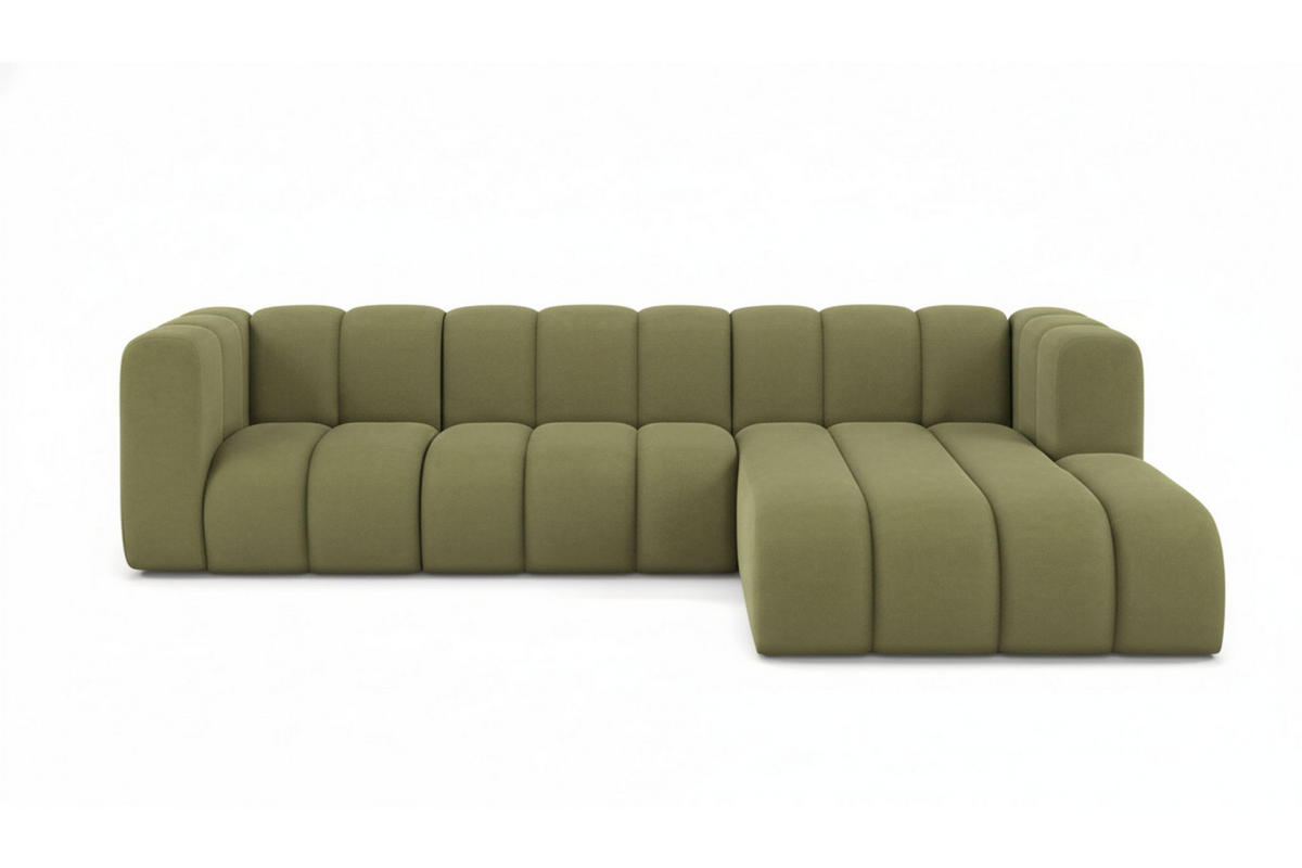 ECKSOFA L-Form Grand L 287 cm, Veloursstoff Salvador, Olive, Rechts - Olivgrün, Holz (287/179cm) - Kaiser Möbel