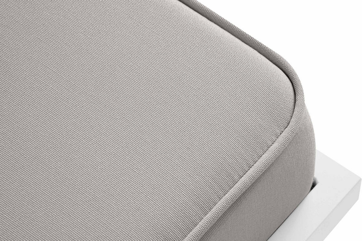 GARTENLOUNGE-HOCKER TRIGLO auf Metallfüßen, Modern, Weiß/Hellgrau - Hellgrau/Weiß, Textil/Metall (69/44/54cm) - KONSIMO®
