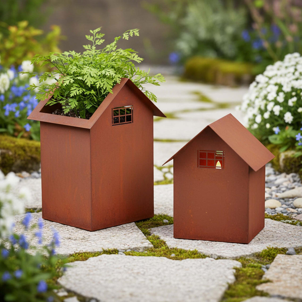 2-TLG.GARTENDEKO - Braun, Metall (28cm) - Relaxdays