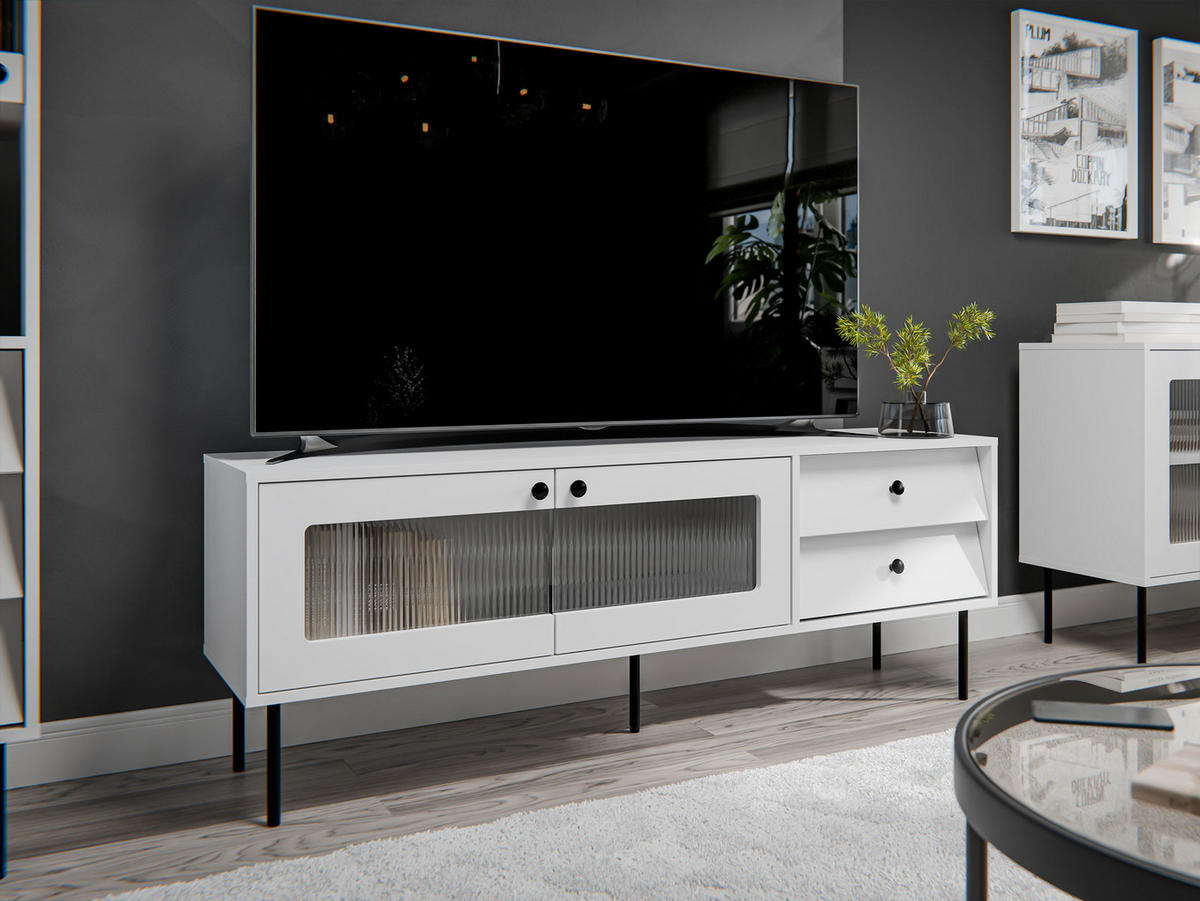 TV-LOWBOARD Valerio 150 - Schwarz/Weiß, Holzwerkstoff/Kunststoff (150/55/39cm) - MIRJAN24