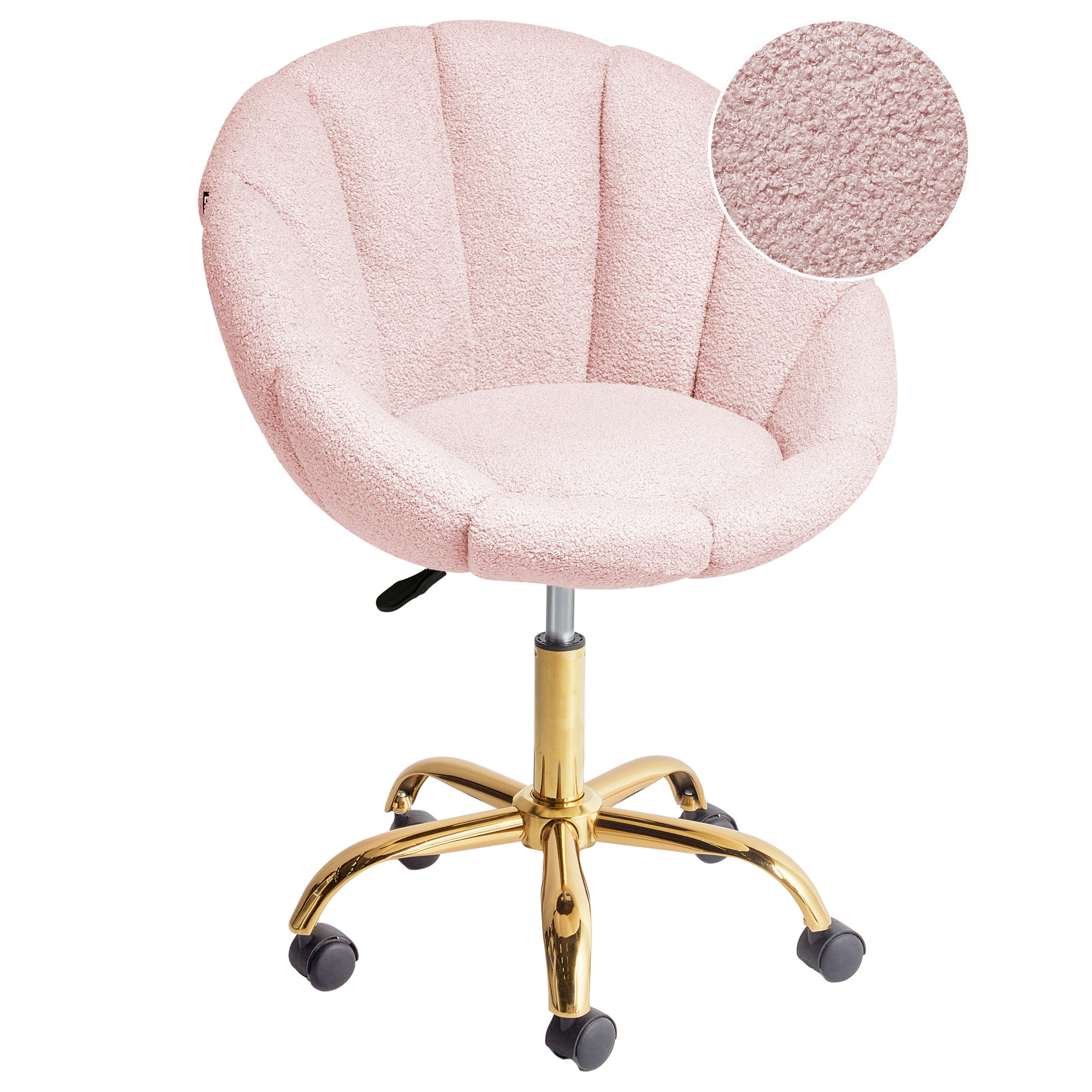 SCHREIBTISCHSTUHL Rosa Annabelle - Pink/Goldfarben, Textil (66/81/39cm) - Beliani