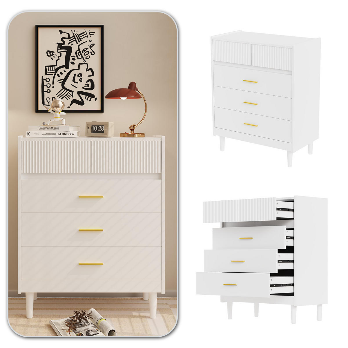 SCHUBLADENKOMMODE mit Füßen in 74/90/40cm-DG2 - Weiß, Holzwerkstoff/Metall (74/90/40cm) - HOMAVO