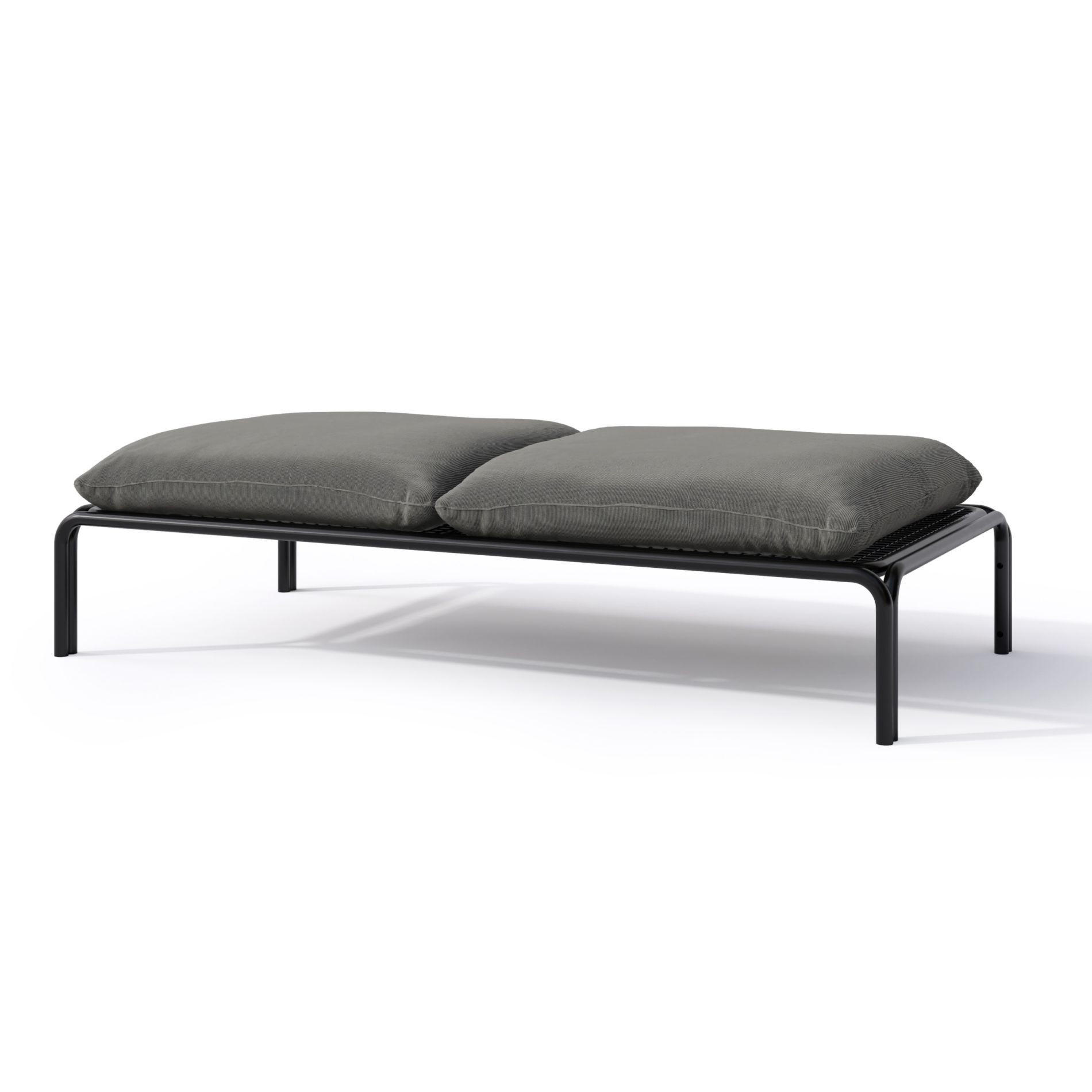 GARTENHOCKER Worcully Anthrazit/Schwarz mit wasserabweisendem Stoff, 150 x 72 cm - Anthrazit, Textil (150/42/72cm) - Selsey