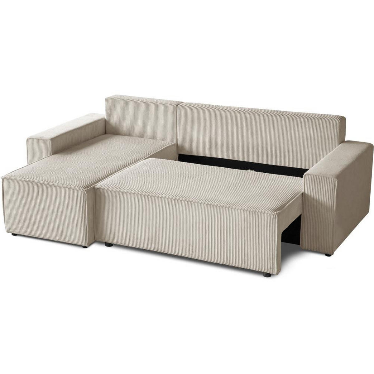 ECKSCHLAFSOFA mit Schlaffunktion Hektor beige - Beige/Schwarz, Kunststoff/Textil (247/152cm) - Beautysofa