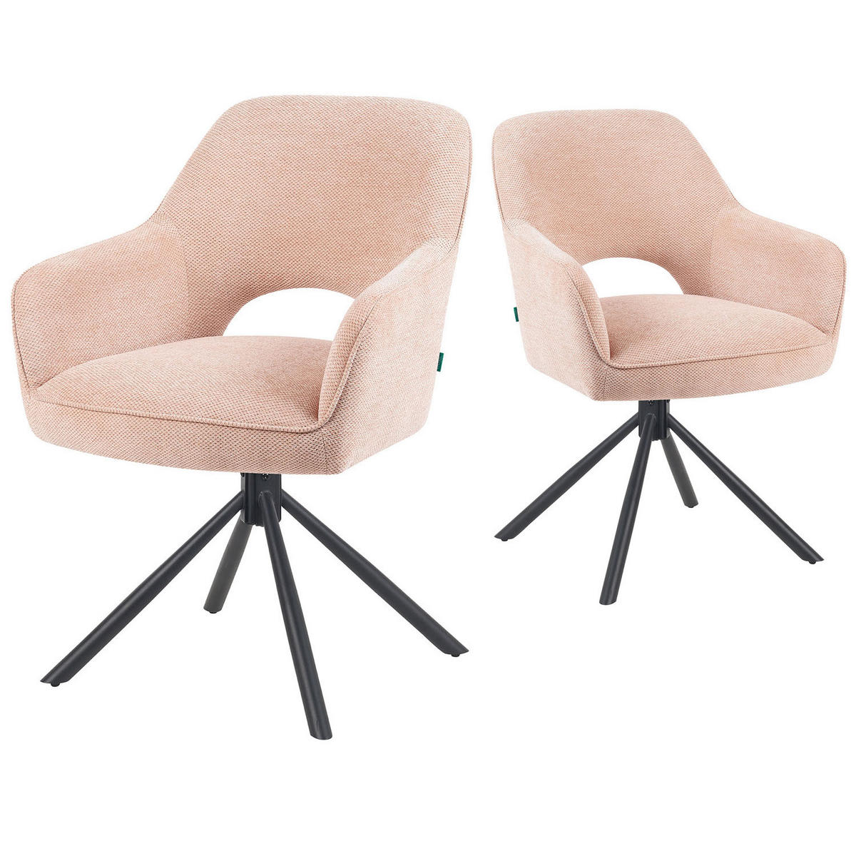 DREHSTUHL Mika-Ben - Schwarz/Rosa, Textil/Metall (60/87/65cm) - DUBI Möbel