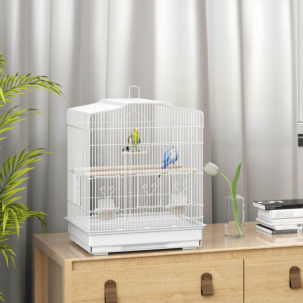 VOGELKÄFIG DE-10851 Vintage-Design für kleine Vogelarten Weiß - Weiß, Metall (36/59/46.5cm) - ComfortXL