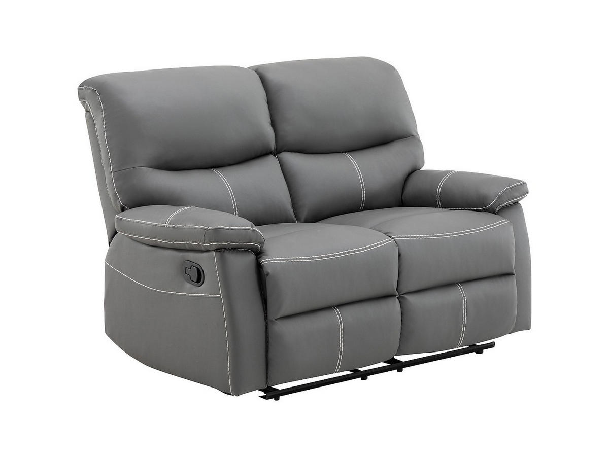 SOFAGARNITUR mit Relaxfunktion - 6 Personen-Sitzer - Kunstleder - Grau - - Grau, Leder (183/95/90cm) - Vente-Unique