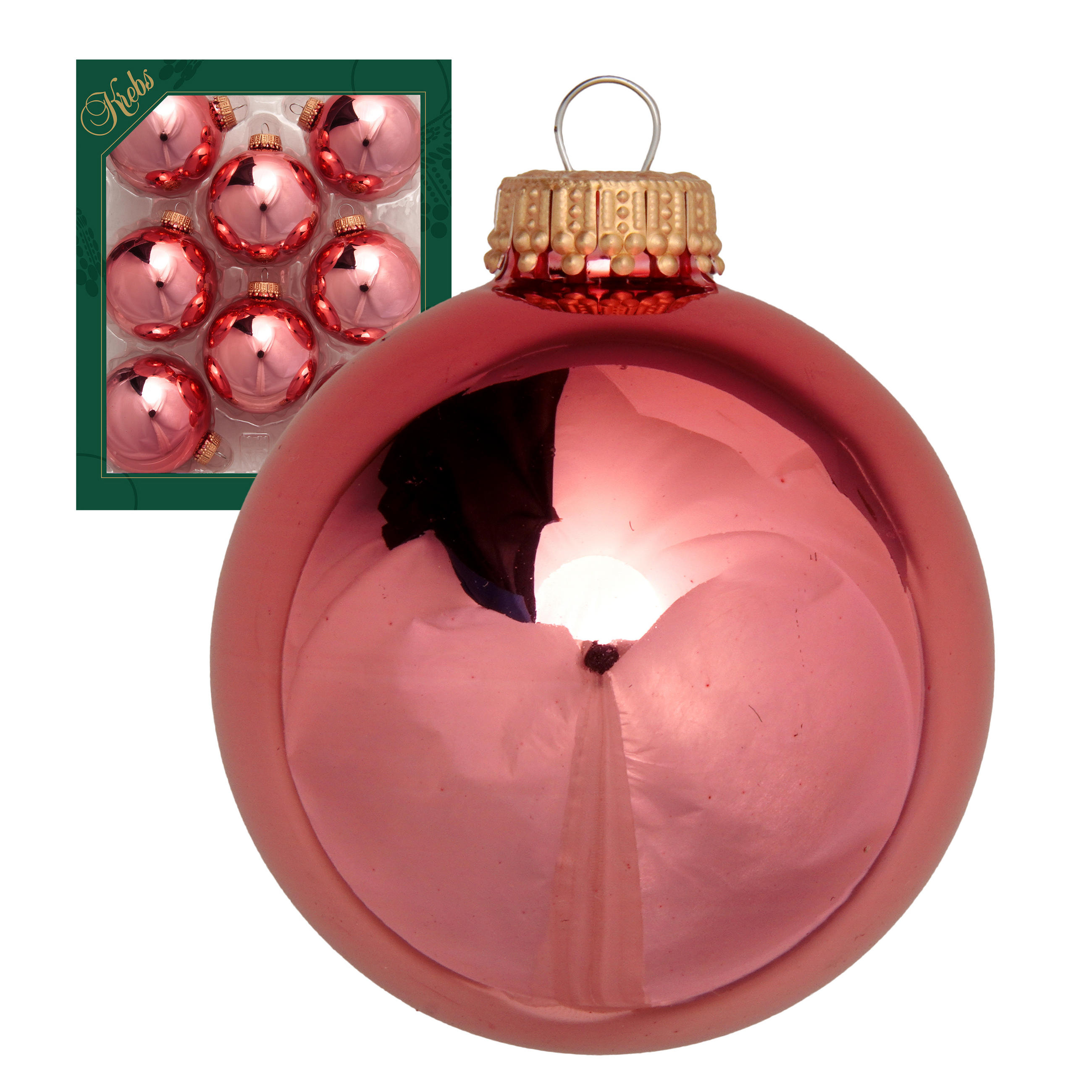 CHRISTBAUMKUGELN Uni-Design Selene Rosa 7cm (Glas / 8 Stk.) - Rosa, Glas (7/7/7cm) - Krebs Glas Lauscha
