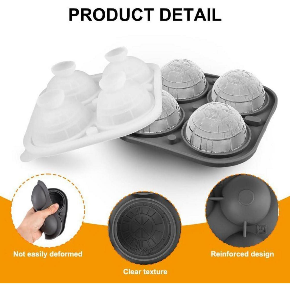 EISWÜRFELFORM 4-teiliges Set Kugel Silikon 6 cm - Weiß, Kunststoff (14/5.5/14cm)