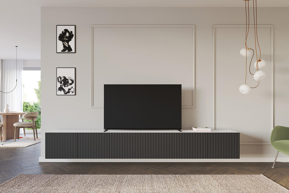 LOWBOARD NOA-2-W 3x100x40x41 cm - Weiß / Schwarz - Schwarz, Holzwerkstoff (300/40/41cm) - ALTDECOR