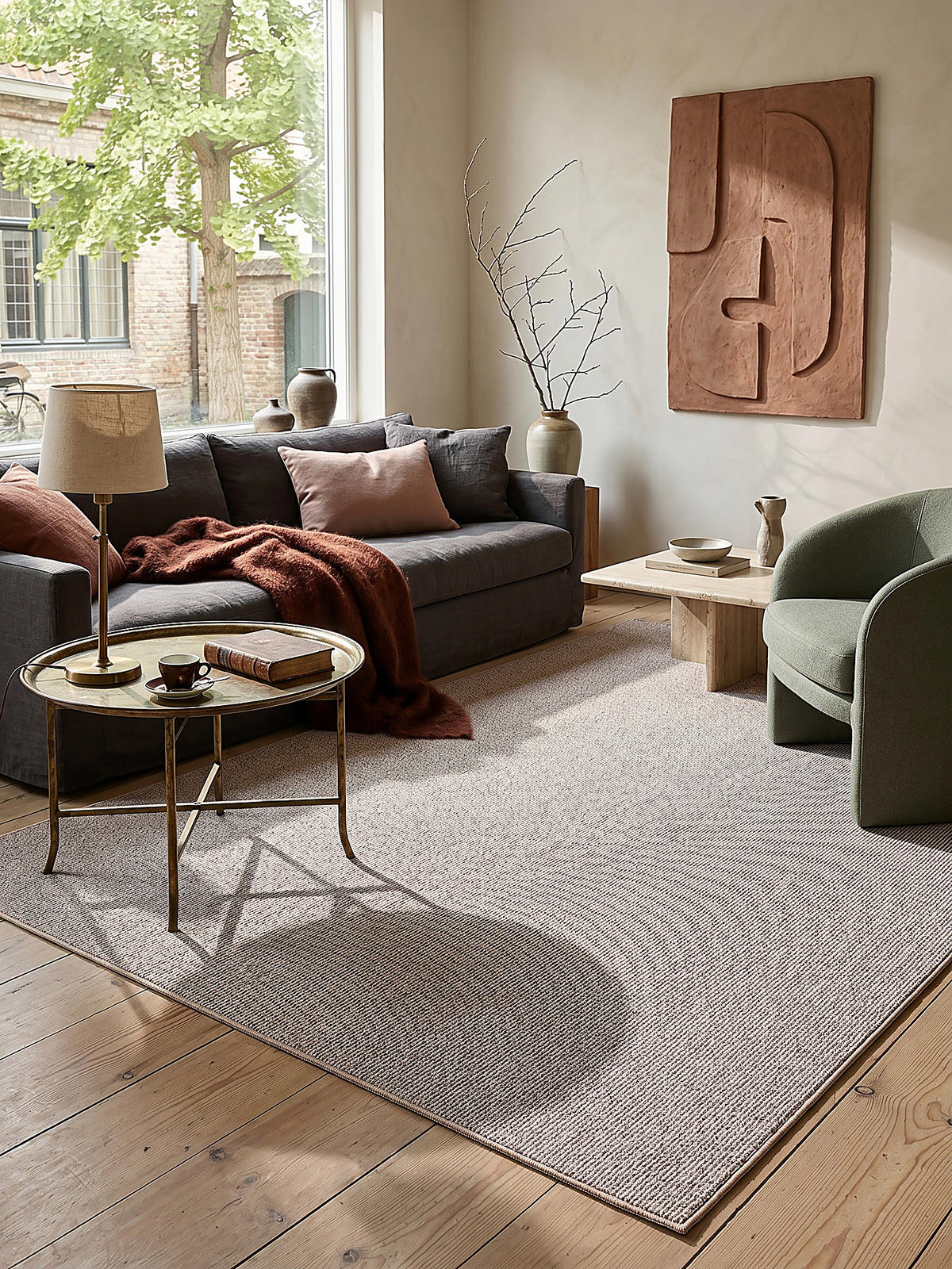 TEPPICH Niederflor Uni COLFOSCO Polypropylen Beige 133 x 133 cm - Beige, Textil (240/340cm) - KADIMA DESIGN