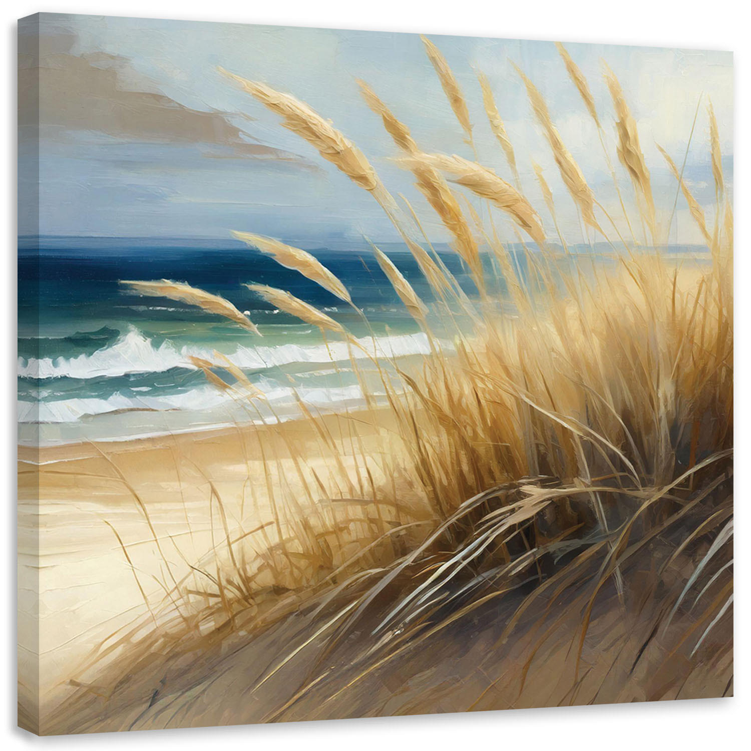 LEINWANDBILD Strand, Meeresdünen, Natur 30x30cm - Beige, Textil (30/30cm) - Feeby