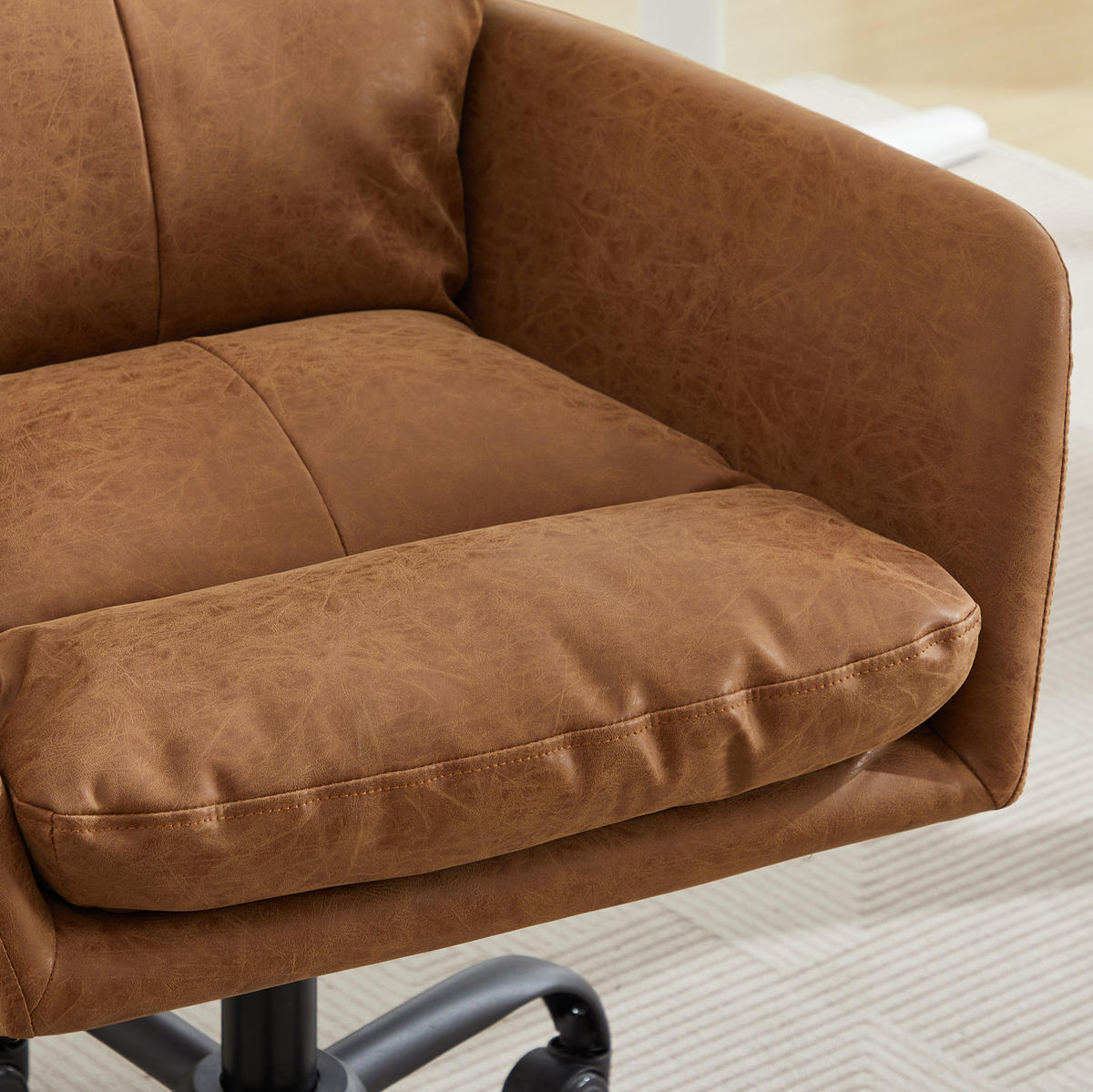 BÜROSTUHL höhenverstellbar PU Braun - Braun, Kunststoff (60.5/102/71.58cm) - Meubliv