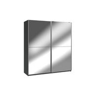 SCHWEBETÜRENSCHRANK Queen in Grafit 179 x 198 x 65 cm (BxHxT) – Kleiderschrank mit zwei Spiegeltüren - Grau, Holzwerkstoff (80/200/120cm)