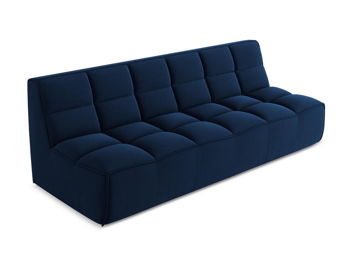 3-SITZER SOFA Samt Stoff Blau - Blau/Schwarz, Kunststoff/Textil (210/75/93cm) - Makamii