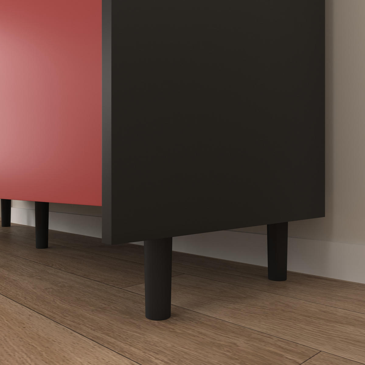 SIDEBOARD 120/40/80 cm, MDF Schwarz/Rot mit 2 Schubladen, offenem Fach und Tür, Schwarz/Rot - Rot, Holzwerkstoff (120/80/40cm) - Redom