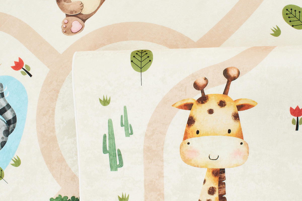 KINDERTEPPICH mit Zoo-Motiv Happy 120x160 cm - Beige, Textil (120/160cm) - Nazar Rugs