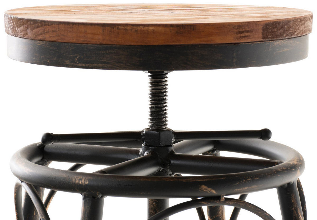 BARHOCKER 2er Set Bean bronze - Braun, Holz/Metall (42/90/42cm) - TPFLiving