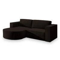 ECKSOFA SORELA M L-S Braun Velours-Stoff mit Schlaffunktion - Braun, Holz (263/174cm) - MASSENO