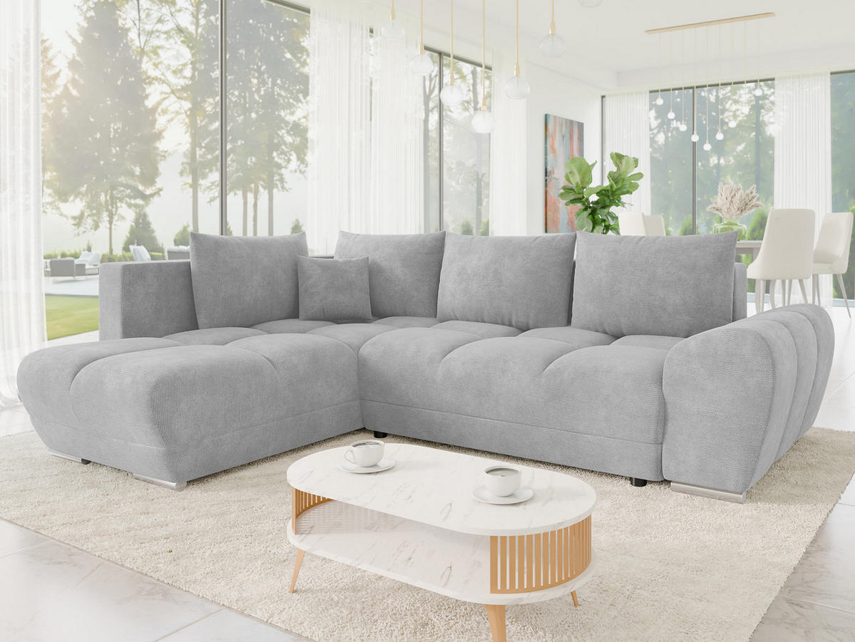 ECKSOFA Forest, Seite: Links - Silberfarben/Schwarz, Holz/Kunststoff (290/183cm) - MIRJAN24