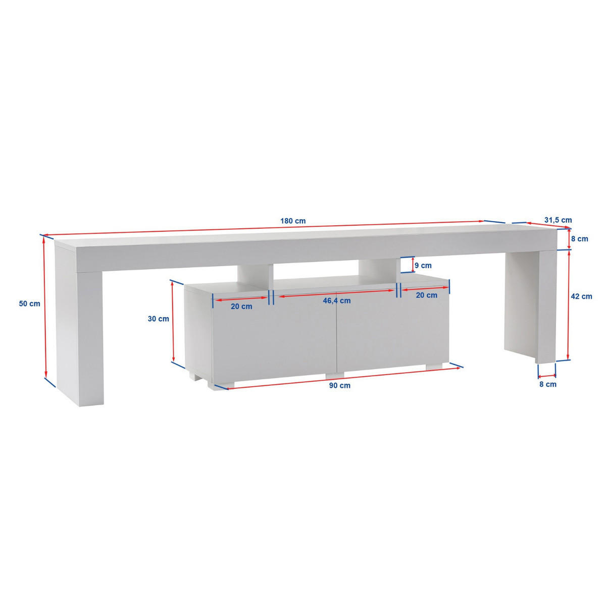 TV-MÖBEL mit 2 Klapptüren 180/31/50 cm - Beige, Holzwerkstoff (31.3/50/180cm) - Calicosy