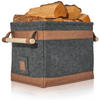 KAMINHOLZKORB FireMaster Filz mit schmutz- und wasserabweisendem Innenlayer und Lederboden 42/32/35 cm - Dunkelgrau, Textil (32/35/42cm) - OAKAGE