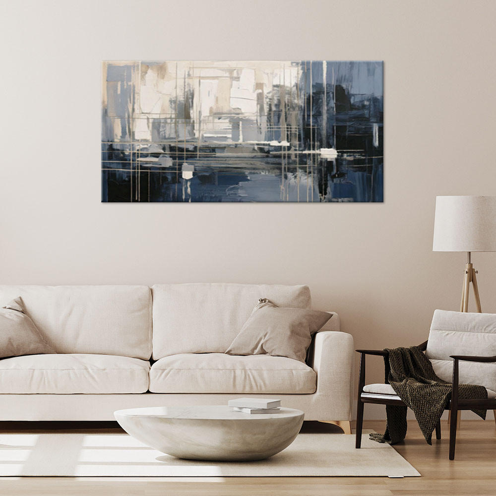 LEINWANDBILD Geometrische Abstraktion Linien 80x40cm - Grau, Textil (80/40cm) - Feeby