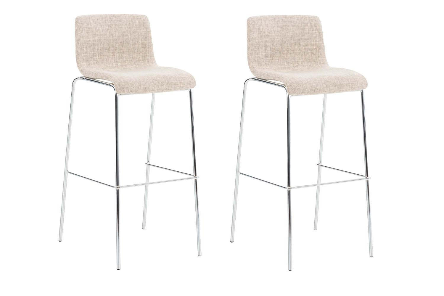 BARHOCKER 2er Set Stoff creme - Chromfarben/Creme, Textil/Metall (43/100/48cm) - CLP