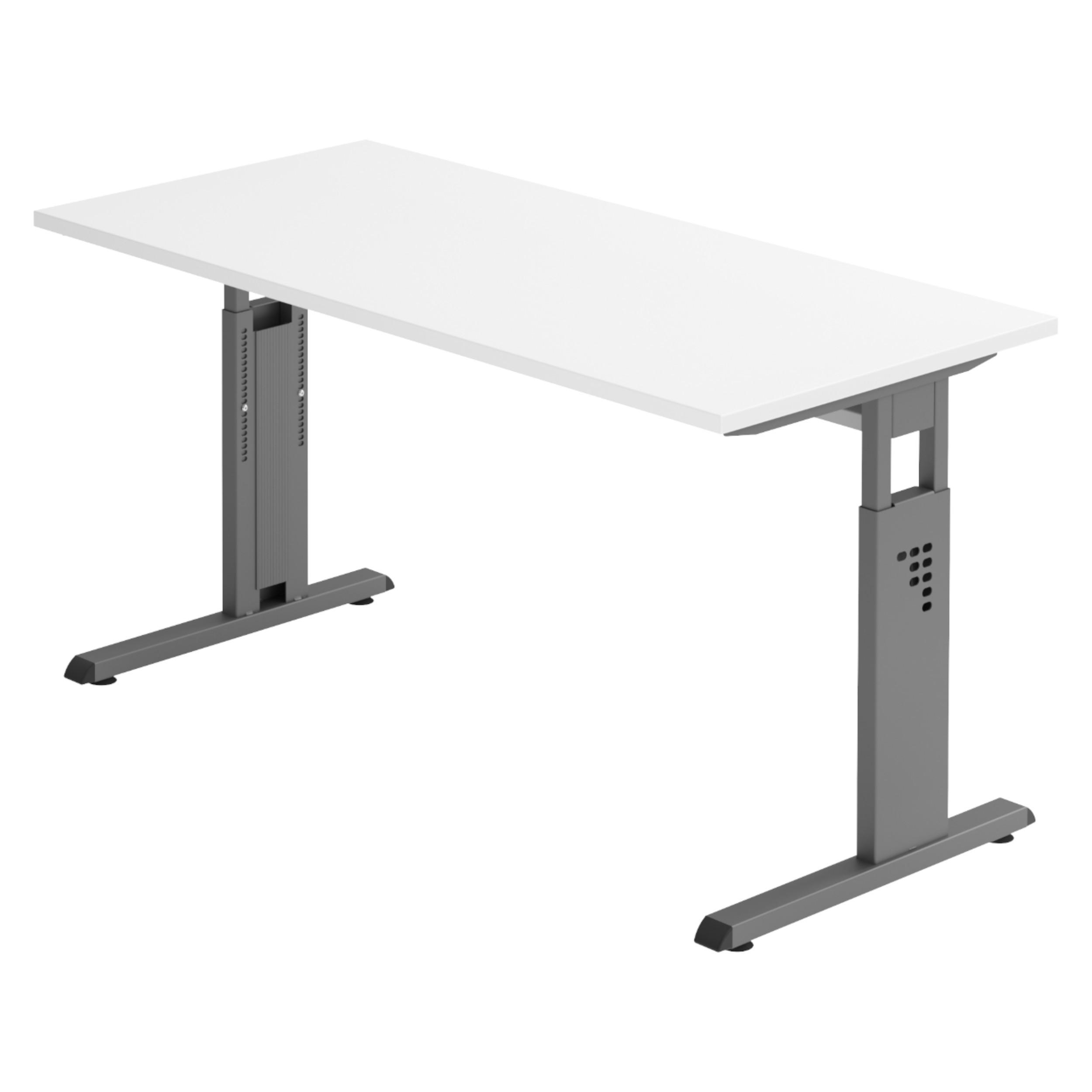 SCHREIBTISCH Serie-O (Mini) 67,2/140/74 cm in Weiß/Graphitfarben - Graphitfarben/Weiß, Holzwerkstoff (67.2/140/74cm) - bümö