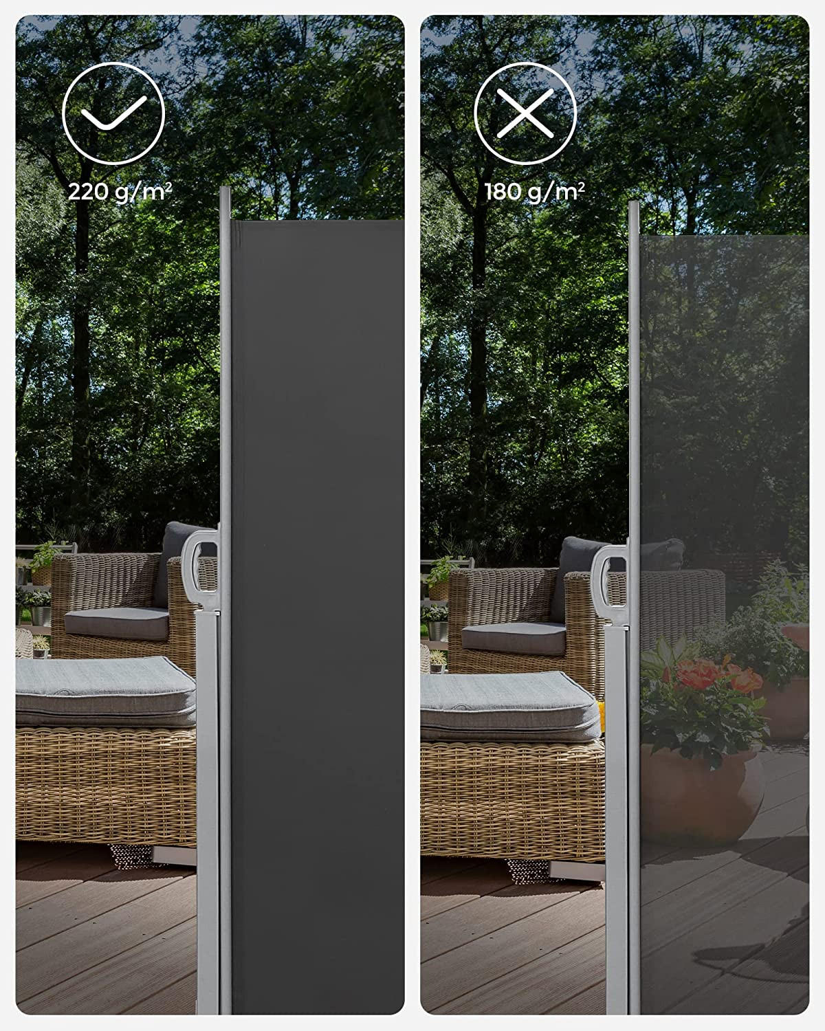 SEITENMARKISE - Grau, Textil (180/10/450cm) - Hansiro