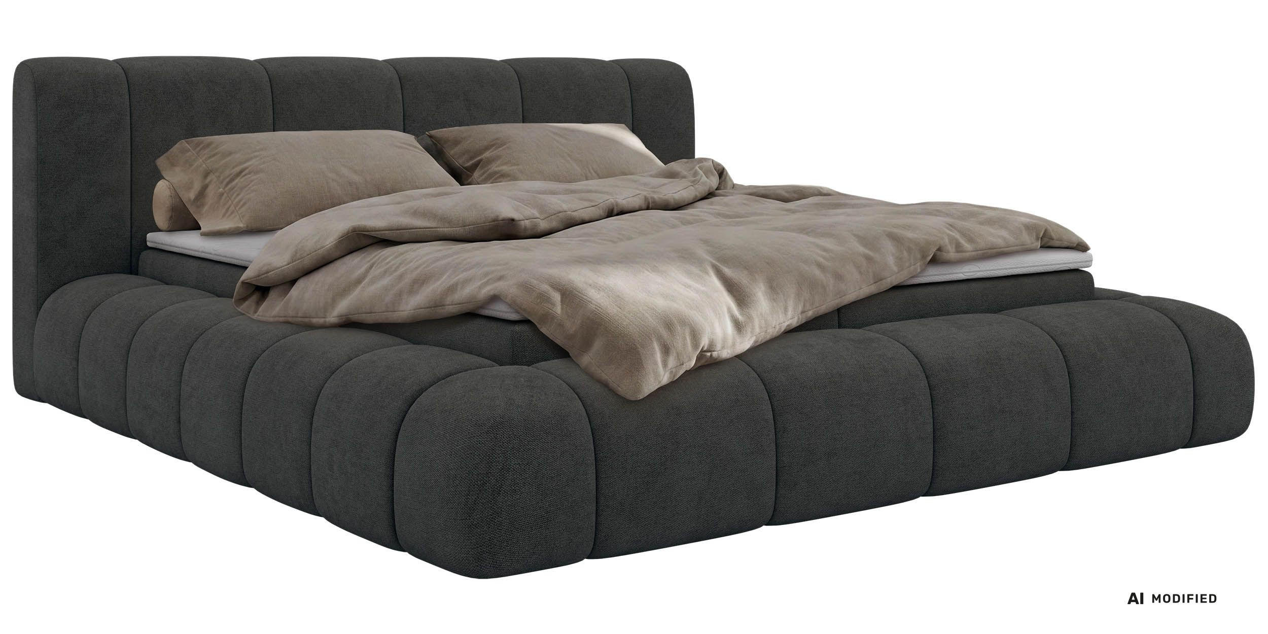 AMERICKÁ POSTEĽ NUBEA 140/200 - Tmavosivá Štruktúrovaná látka - Topper Visco - H3 (stredne tvrdý) - čierna/taupe, textil/plast (140/200cm) - MKS