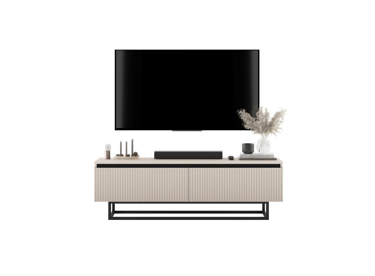 TV-SCHRANK Selene Kachmir Matt mit Metallrahmen 140 cm - Kaschmir/Schwarz, Holzwerkstoff/Metall (140/44/35cm) - Meble Lindner