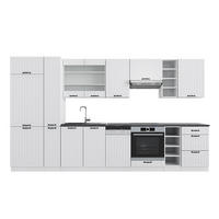 KUHINJA Fame-Line Bela podeželska hiša/bela 355 cm , DP Antracit - bela, leseni material (355/206.8/60cm) - Vicco