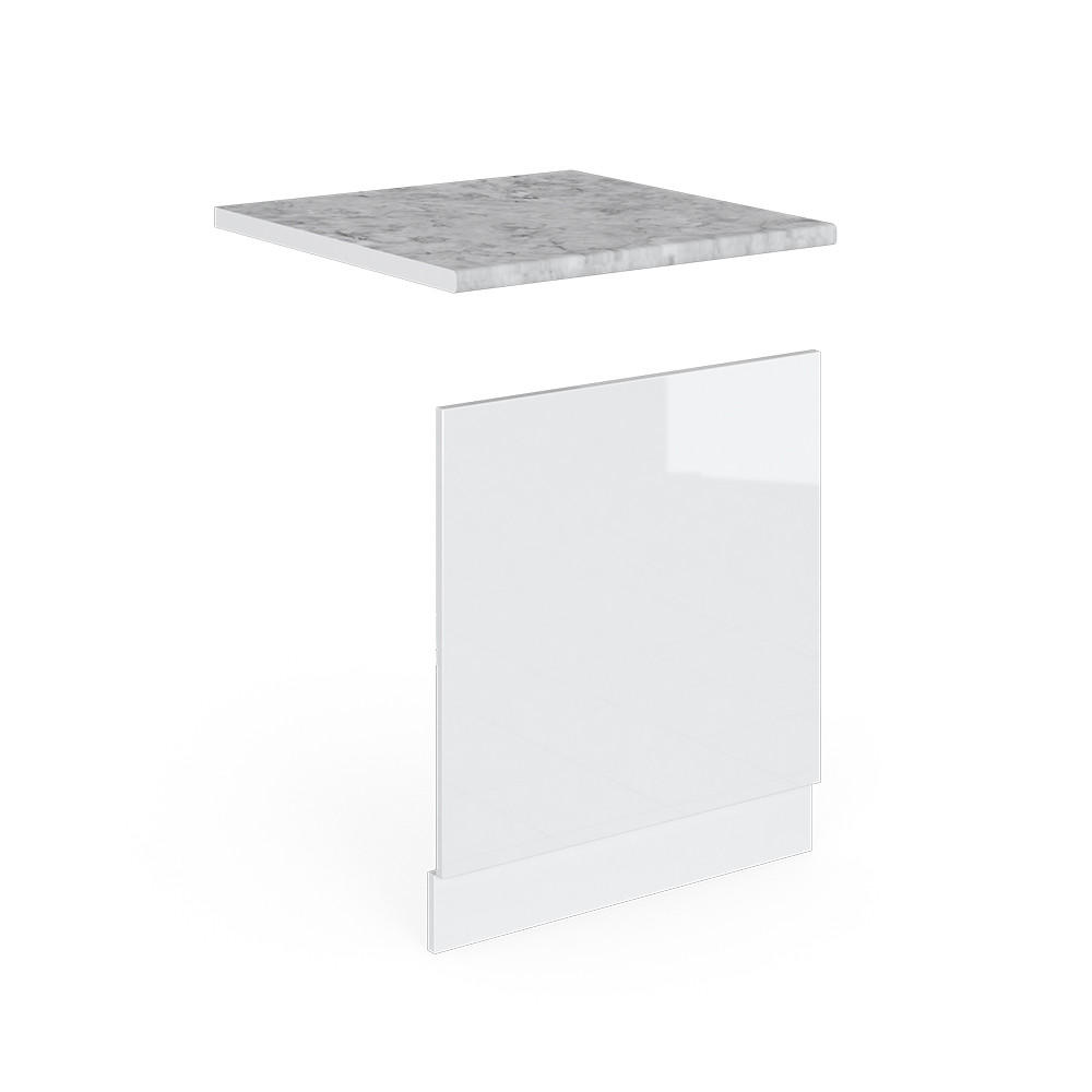 FRONTBLENDE R-Line Weiß Hochglanz 60 cm, AP Marmor - Weiß Hochglanz/Weiß, Holzwerkstoff (60/57.2/1.6cm) - Vicco